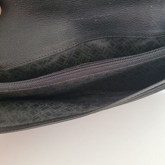Dunhill Signature Designer Check Card Holder Wallet Solid Black Long Bifold Logo - Picture 4 of 12